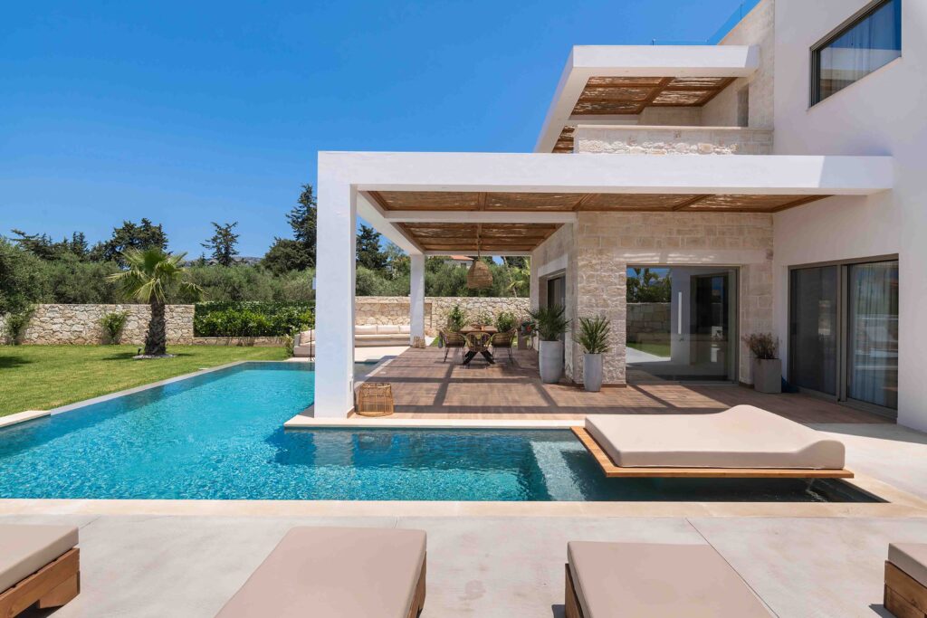 Luxury villa with swimming pool and outdoor living area in Chania Crete