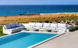 Luxury villa interior in Crete with sea view. Contemporary hospitality interior design project by Grammiki a