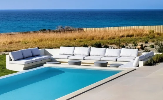 Luxury villa interior in Crete with sea view. Contemporary hospitality interior design project by Grammiki a