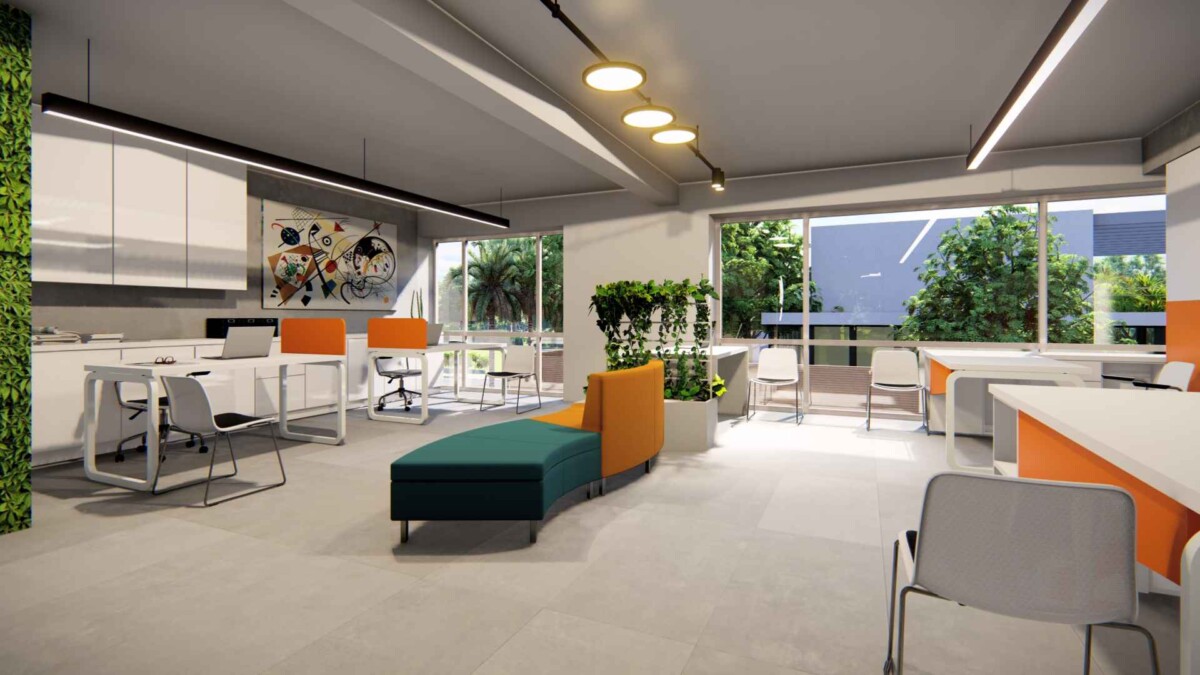 Σύγχρονος open plan χώρος λογιστικού γραφείου με πολλαπλές θέσεις εργασίας