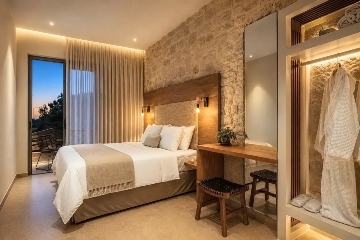 Luxury Villa in Malia, Crete by Grammiki a bedroom design
