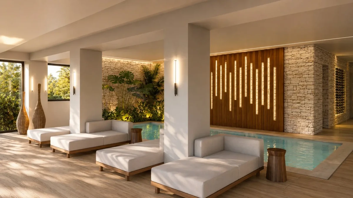Wellness lounge με εσωτερική πισίνα σε luxury κατοικία στο Πανόραμα Θεσσαλονίκης