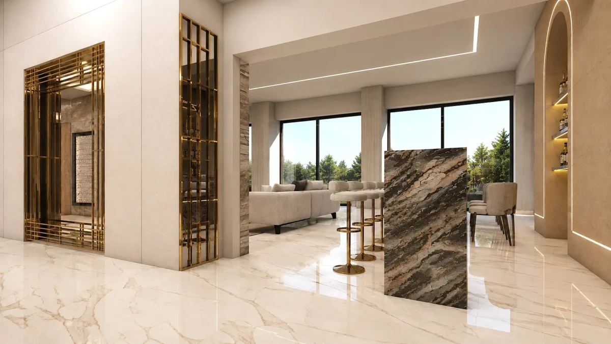 Custom bar και dining area σε luxury μονοκατοικία στο Πανόραμα Θεσσαλονίκης