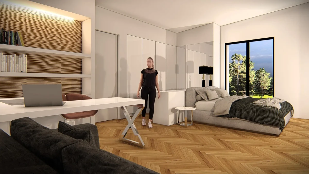 Εφηβικό δωμάτιο με home office, custom γραφείο, βεστιάριο σε διάταξη Γ και ειδικές κατασκευές σε κατοικία στην Καλαμαριά
