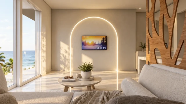 Καθιστικό ανεξάρτητου ξενώνα στην Άνδρο – Interior Design